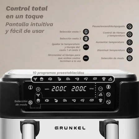 Grunkel DualFlexiFryer Freidora de Aire sin Aceite 2800W 10L Capacidad Airfryer